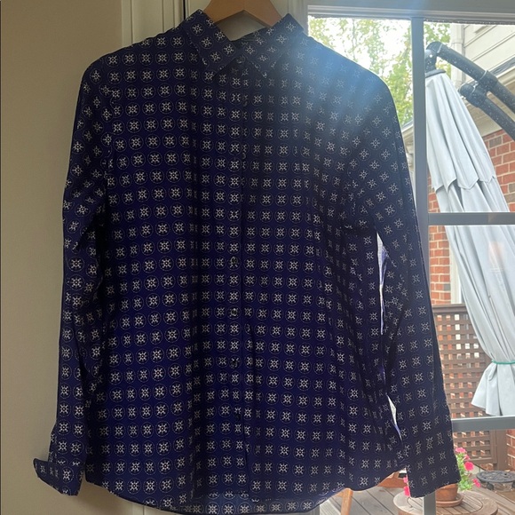 Lands' End Tops - Purple Patterned No Iron Long Sleeve Shirt
